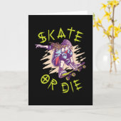 Schaats of die Skateboarder Girl Kaart (Gele Bloem)