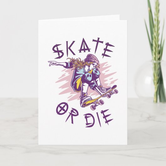Schaats of die Skateboarder Girl Kaart (Voorkant)