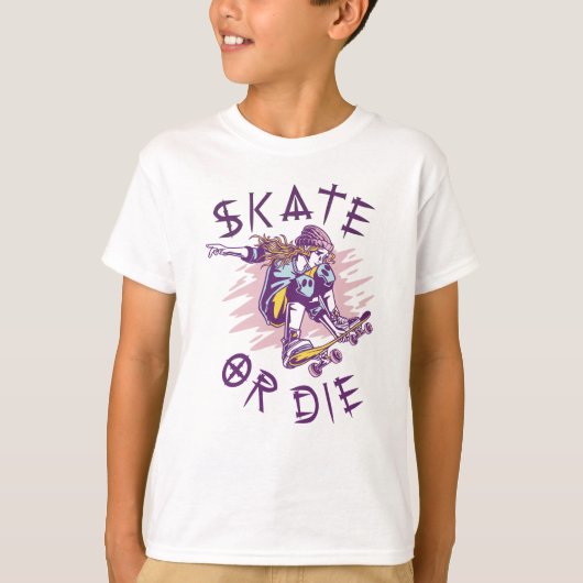 Schaats of die Skateboarder Girl T-shirt (Voorkant)