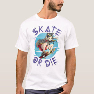 Schaats of die Skateboarder Girl T-shirt