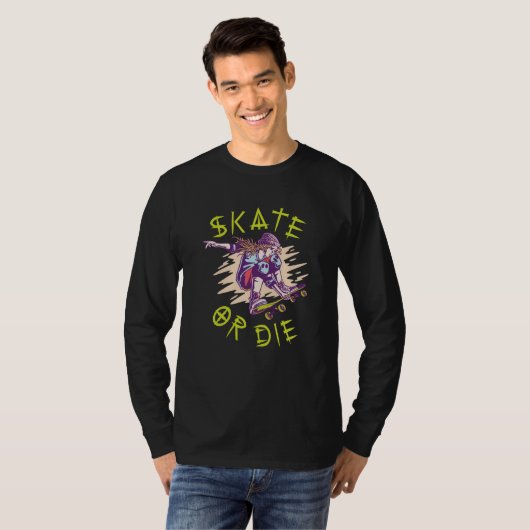 Schaats of die Skateboarder Girl T-shirt (Voorkant volledig)
