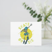 Schaats of die Skeleton Skateboarder Briefkaart (Staand voorkant)