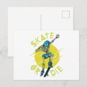 Schaats of die Skeleton Skateboarder Briefkaart (Voorkant / Achterkant)