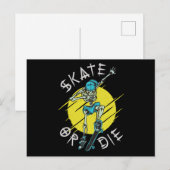 Schaats of die Skeleton Skateboarder Briefkaart (Voorkant / Achterkant)
