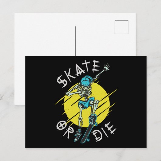 Schaats of die Skeleton Skateboarder Briefkaart (Voorkant / Achterkant)