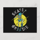 Schaats of die Skeleton Skateboarder Briefkaart (Voorkant)