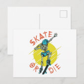 Schaats of die Skeleton Skateboarder Briefkaart (Voorkant / Achterkant)
