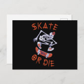 Schaats of die Skeleton Skateboarder Briefkaart (Voorkant / Achterkant)