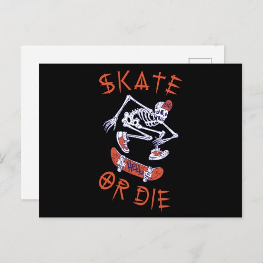 Schaats of die Skeleton Skateboarder Briefkaart (Voorkant / Achterkant)