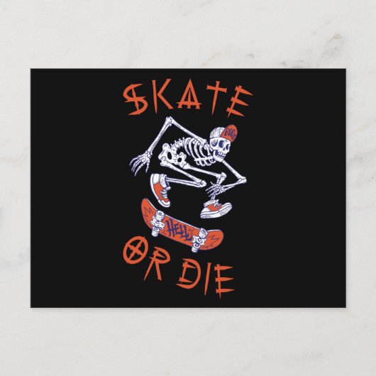Schaats of die Skeleton Skateboarder Briefkaart (Voorkant)