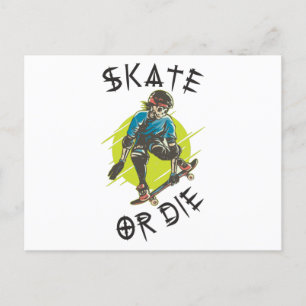 Schaats of die Skeleton Skateboarder Briefkaart