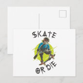 Schaats of die Skeleton Skateboarder Briefkaart (Voorkant / Achterkant)
