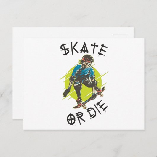 Schaats of die Skeleton Skateboarder Briefkaart (Voorkant / Achterkant)