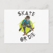 Schaats of die Skeleton Skateboarder Briefkaart (Voorkant)