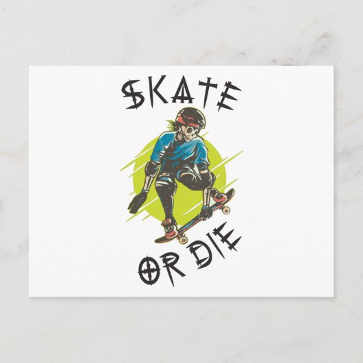 Schaats of die Skeleton Skateboarder Briefkaart (Voorkant)