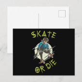 Schaats of die Skeleton Skateboarder Briefkaart (Voorkant / Achterkant)