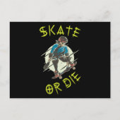 Schaats of die Skeleton Skateboarder Briefkaart (Voorkant)