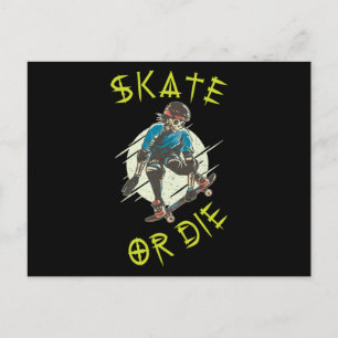 Schaats of die Skeleton Skateboarder Briefkaart