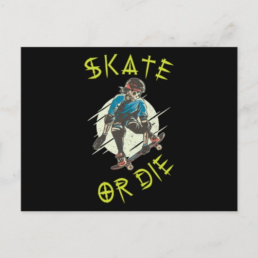 Schaats of die Skeleton Skateboarder Briefkaart (Voorkant)