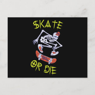 Schaats of die Skeleton Skateboarder Briefkaart