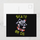 Schaats of die Skeleton Skateboarder Briefkaart (Voorkant / Achterkant)