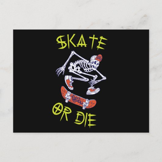 Schaats of die Skeleton Skateboarder Briefkaart (Voorkant)