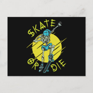 Schaats of die Skeleton Skateboarder Briefkaart