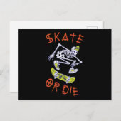 Schaats of die Skeleton Skateboarder Briefkaart (Voorkant / Achterkant)