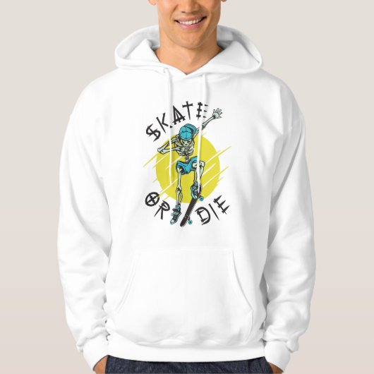 Schaats of die Skeleton Skateboarder Hoodie (Voorkant)