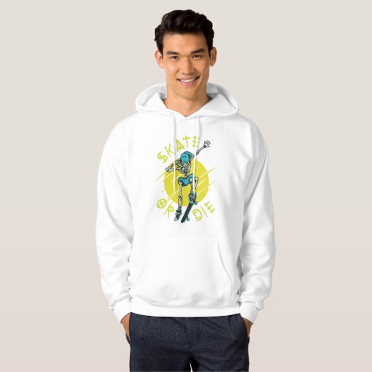 Schaats of die Skeleton Skateboarder Hoodie (Voorkant volledig)