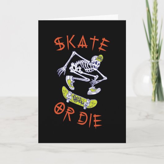 Schaats of die Skeleton Skateboarder Kaart (Voorkant)