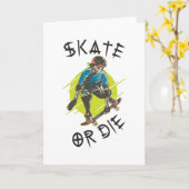 Schaats of die Skeleton Skateboarder Kaart (Gele Bloem)