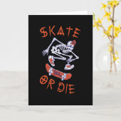 Schaats of die Skeleton Skateboarder Kaart (Gele Bloem)
