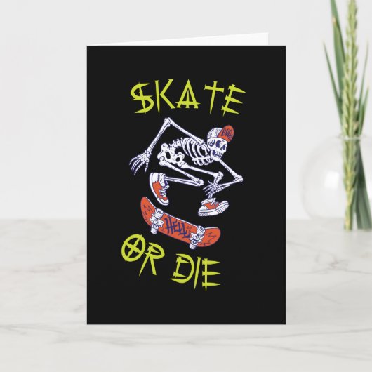 Schaats of die Skeleton Skateboarder Kaart (Voorkant)