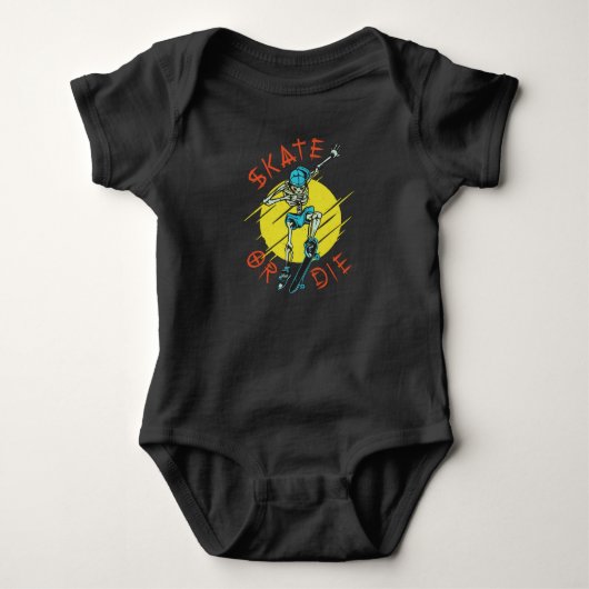 Schaats of die Skeleton Skateboarder Romper (Voorkant)