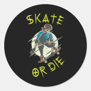Schaats of die Skeleton Skateboarder Ronde Sticker