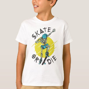Schaats of die Skeleton Skateboarder T-shirt