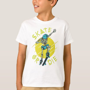 Schaats of die Skeleton Skateboarder T-shirt