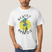 Schaats of die Skeleton Skateboarder T-shirt (Voorkant)