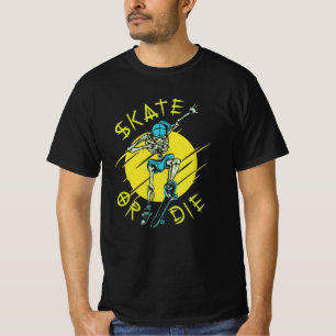 Schaats of die Skeleton Skateboarder T-shirt