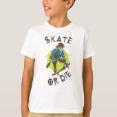 Schaats of die Skeleton Skateboarder T-shirt (Voorkant)
