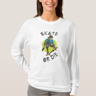 Schaats of die Skeleton Skateboarder T-shirt