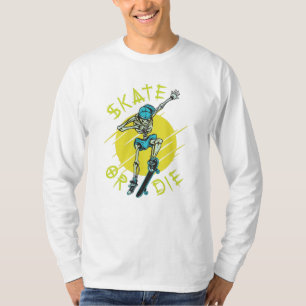 Schaats of die Skeleton Skateboarder T-shirt