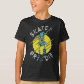 Schaats of die Skeleton Skateboarder T-shirt (Voorkant)
