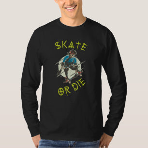 Schaats of die Skeleton Skateboarder T-shirt