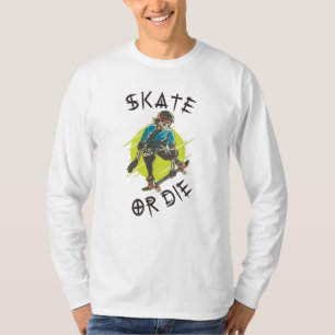Schaats of die Skeleton Skateboarder T-shirt