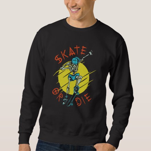 Schaats of die Skeleton Skateboarder Trui (Voorkant)