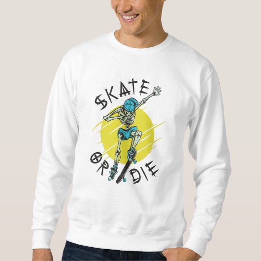 Schaats of die Skeleton Skateboarder Trui (Voorkant)