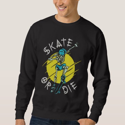 Schaats of die Skeleton Skateboarder Trui (Voorkant)