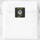 Schaats of die Skeleton Skateboarder Vierkante Sticker (Tas)